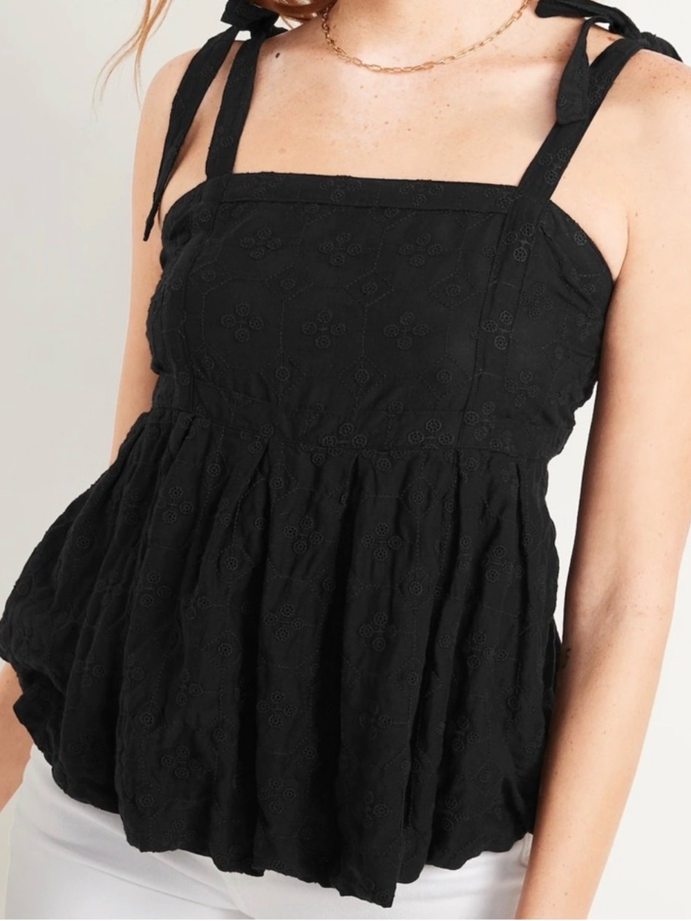 Old Navy Tie-Shoulder Embroidered Babydoll Cami Swing Top 2X